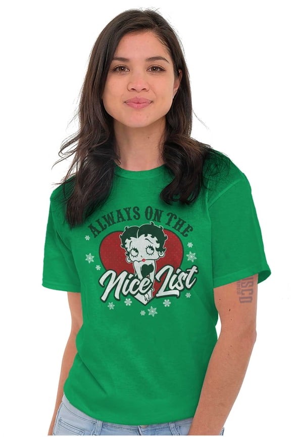 Betty Boop Christmas Xmas Nice List Women's Graphic T Shirt Tees Brisco Brands S