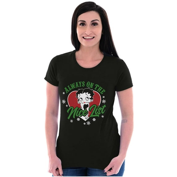 Betty Boop Christmas Xmas Nice List Women's T Shirt Ladies Tee Brisco Brands M