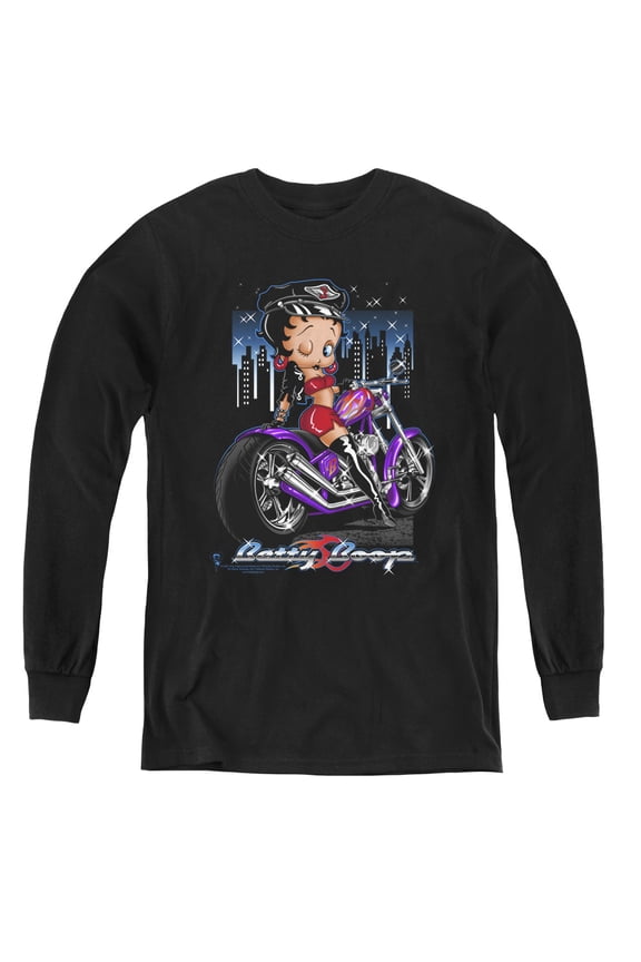 Betty Boop - City Chopper - Youth Long Sleeve Shirt - X-Large