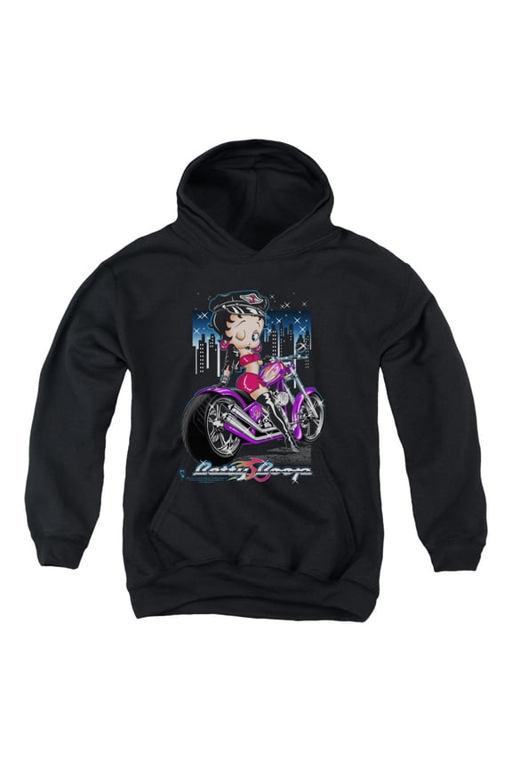 Betty Boop City Chopper Youth Pullover Hoodie Sweatshirt Black