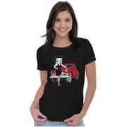 Betty Boop Classic Car Pin Up Cartoon Womens Slim Fit Graphic Tee Brisco Brands X