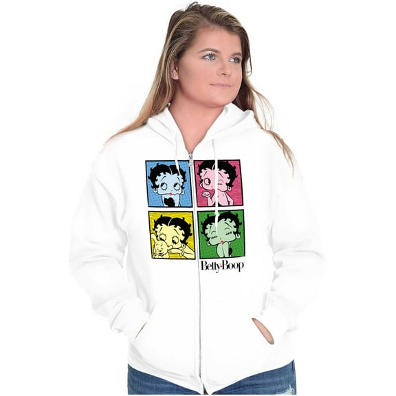 Betty Boop Classic Cartoon Cute Zip Hoodie Sweatshirt Women Brisco Brands X