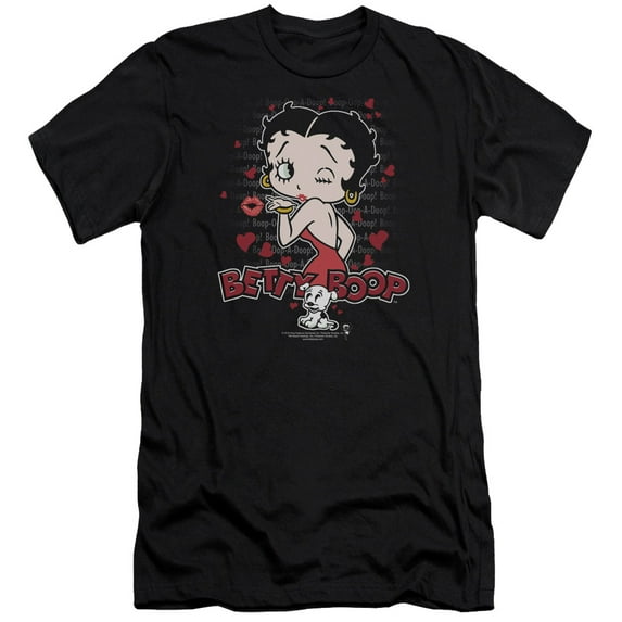 Betty Boop Classic Kiss Premium Canvas T-Shirt Adult Slim Fit 30/1 Black