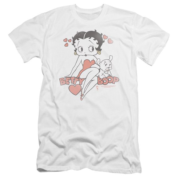 Betty Boop Classic With Pup Premium Canvas T-Shirt Adult Slim Fit 30/1 White