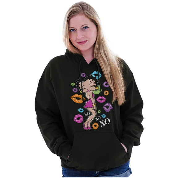 Betty Boop Colorful Kissing Lips Hoodie Sweatshirt Women Brisco Brands S