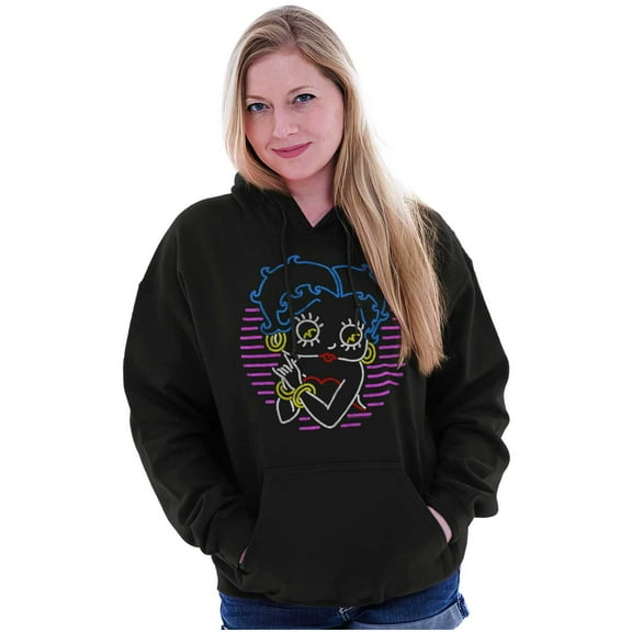 Betty Boop Colorful Neon Sign Cartoon Women Plus Size Hoodie Brisco Brands 2X