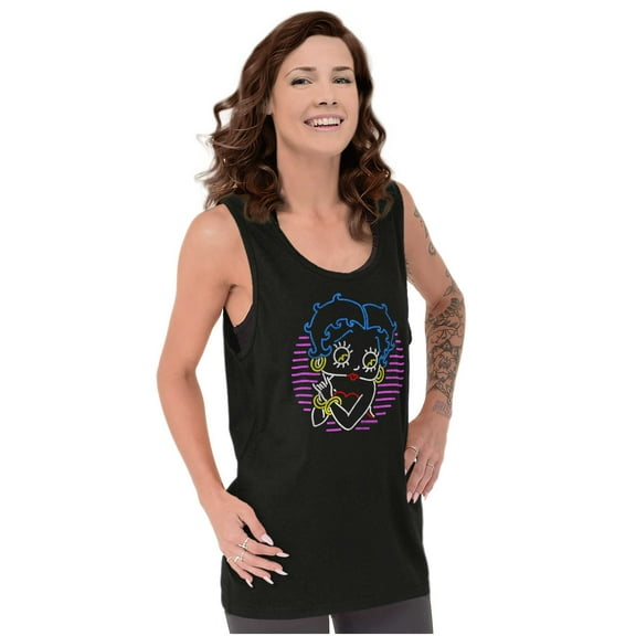 Betty Boop Colorful Neon Sign Cartoon Women Plus Size Tank Top Brisco Brands 3X