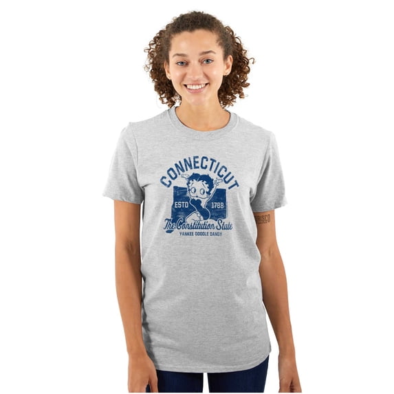 Betty Boop Connecticut State Outline Women Plus Size Graphic Tee Tees Brisco Brands 3X