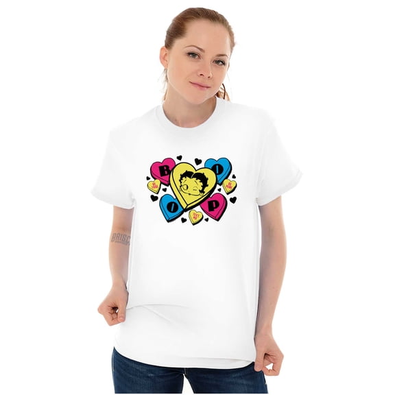 Betty Boop Conversation Hearts Cute Women Plus Size Graphic Tee Tees Brisco Brands 2X