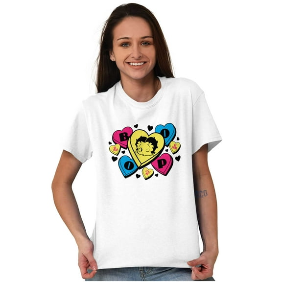 Betty Boop Conversation Hearts Cute Women Plus Size Graphic Tee Tees Brisco Brands 3X