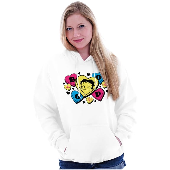 Betty Boop Conversation Hearts Cute Women Plus Size Hoodie Brisco Brands 2X