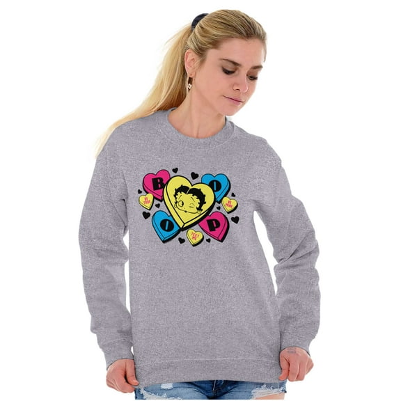 Betty Boop Conversation Hearts Cute Women Plus Size Sweatshirt Brisco Brands 2X