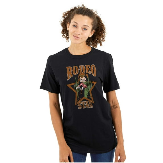 Betty Boop Cowgirl Rodeo Star Cartoon Women's Graphic T Shirt Tees Brisco Brands X