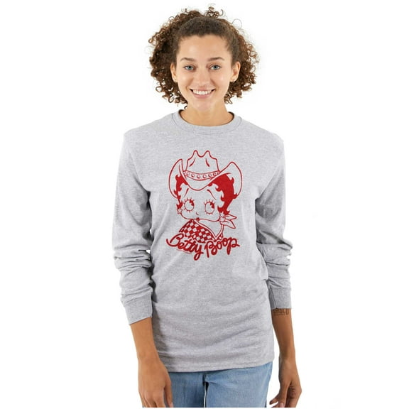 Betty Boop Cowgirl Southern Country Women Plus Size Long Sleeve Tee Brisco Brands 3X