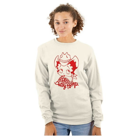 Betty Boop Cowgirl Southern Country Women's Long Sleeve T Shirt Brisco Brands 2X