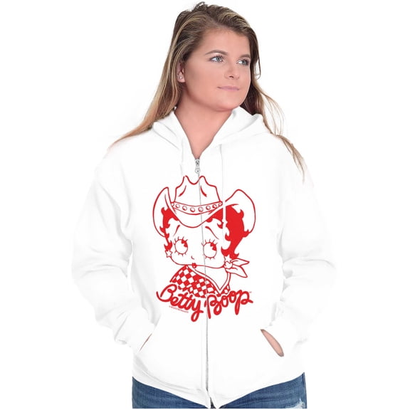 Betty Boop Cowgirl Southern Country Zip Hoodie Sweatshirt Women Brisco Brands L