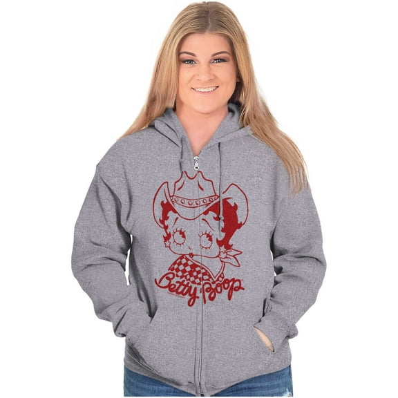 Betty Boop Cowgirl Southern Country Zip Hoodie Sweatshirt Women Brisco Brands X