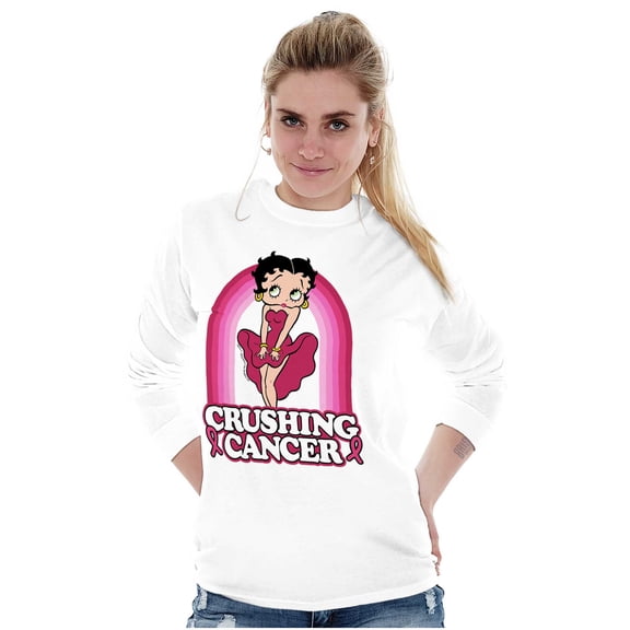 Betty Boop Crushing Breast Cancer Women's Long Sleeve T Shirt Brisco Brands S
