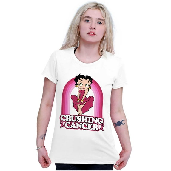Betty Boop Crushing Breast Cancer Women's T Shirt Ladies Tee Brisco Brands S