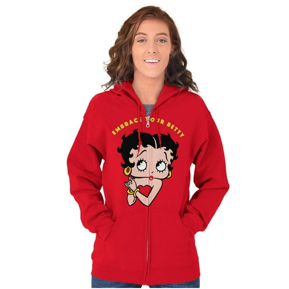 Betty Boop Cute Motivational Zip Hoodie Sweatshirt Women Brisco Brands L