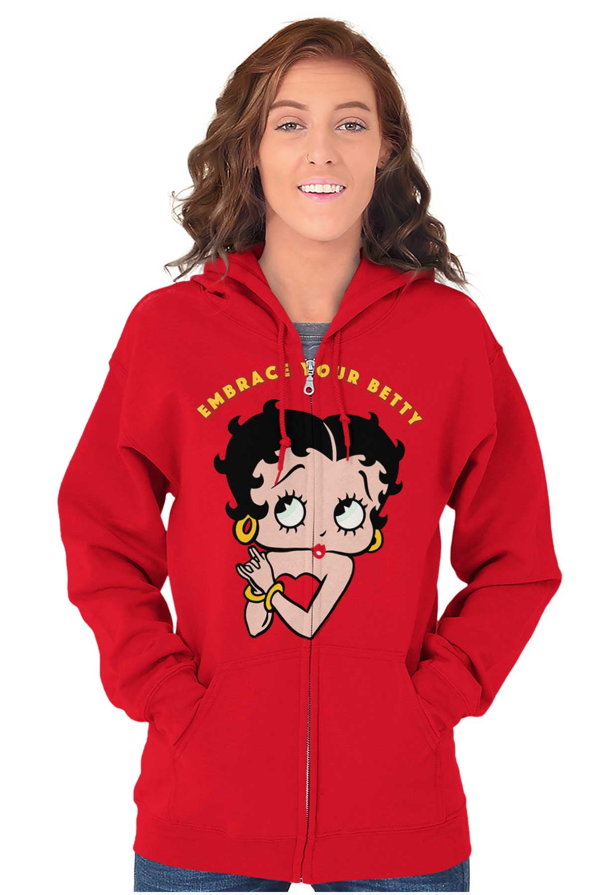 Betty Boop Heart Love Sassy Cartoon Zip Hoodie Sweatshirt Women