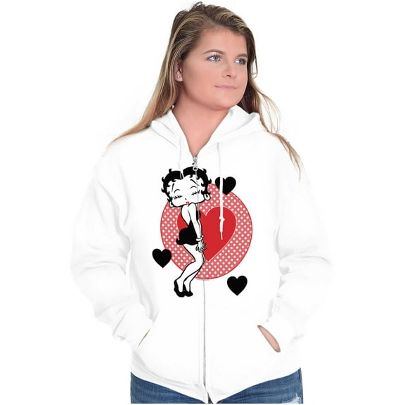 Betty Boop Cute Sassy Kissy Face Zip Hoodie Sweatshirt Women Brisco Brands L