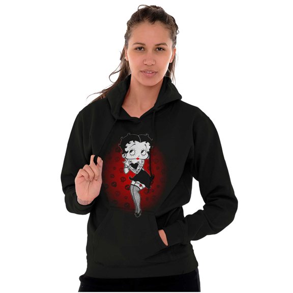 Betty Boop Dark Goth Tattoo Skull Hoodie Sweatshirt Women Brisco Brands L