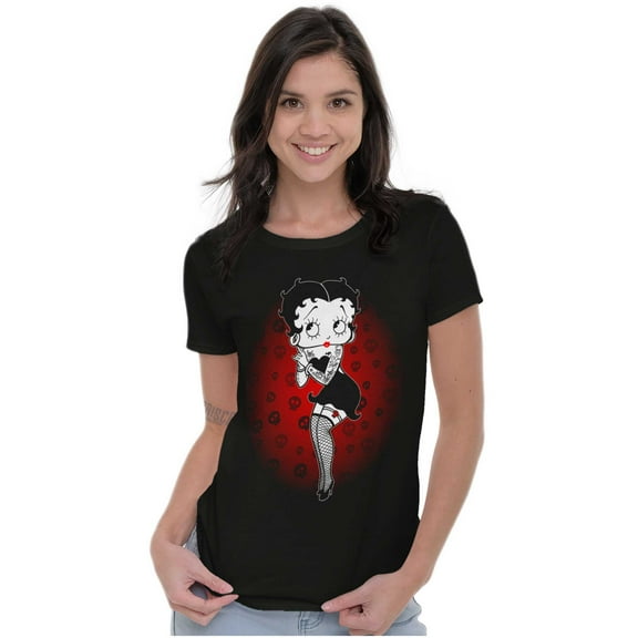 Betty Boop Dark Goth Tattoo Skull Women's T Shirt Ladies Tee Brisco Brands S