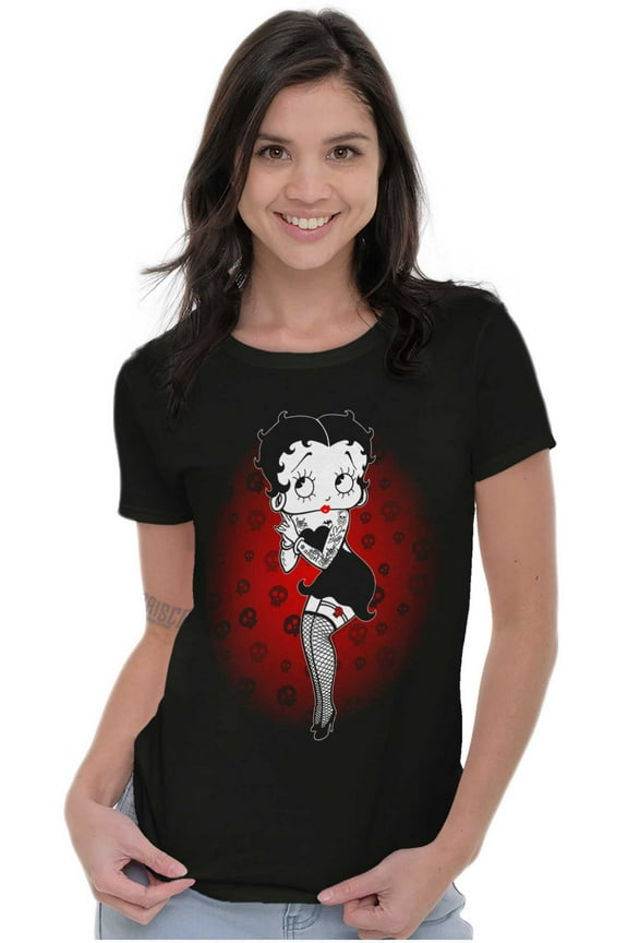 Dark Goth Tattoo Skull Women's T Shirt Ladies Tee Brisco Brands S