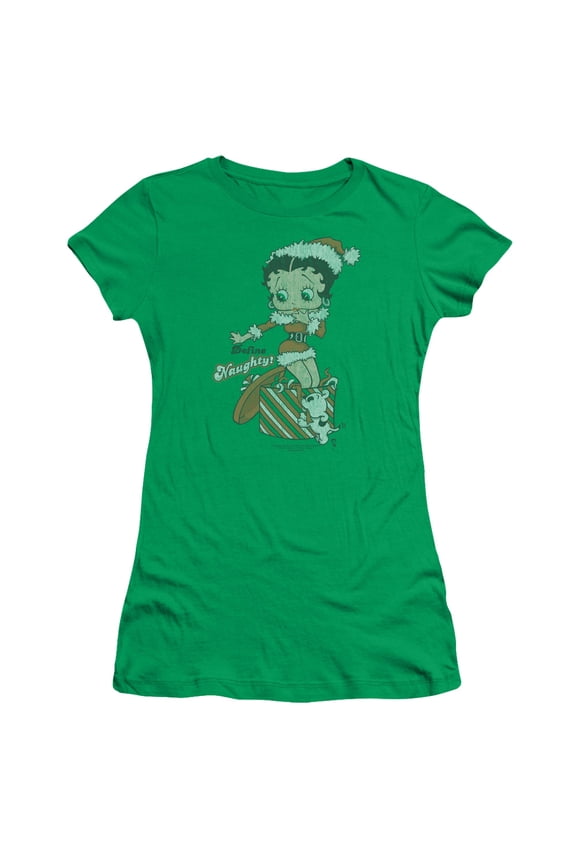 Betty Boop Define Naughty S/S Junior Women's T-Shirt Sheer Kelly Green