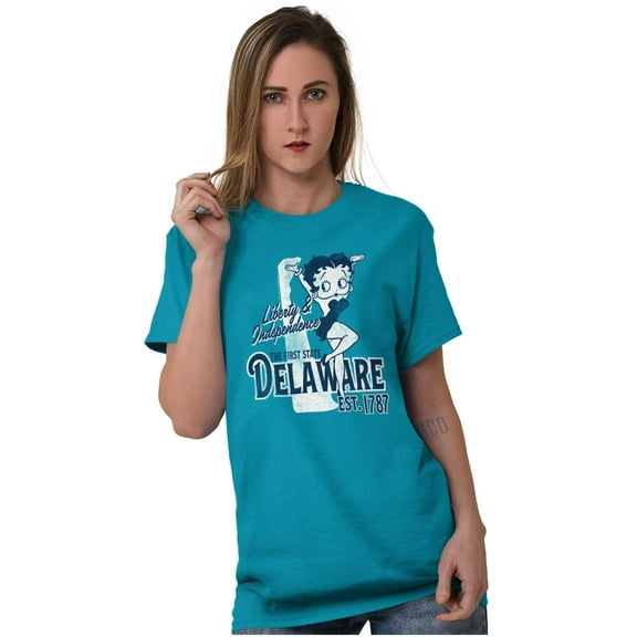 Betty Boop Delaware State Map Outline Women Plus Size Graphic Tee Tees Brisco Brands 2X