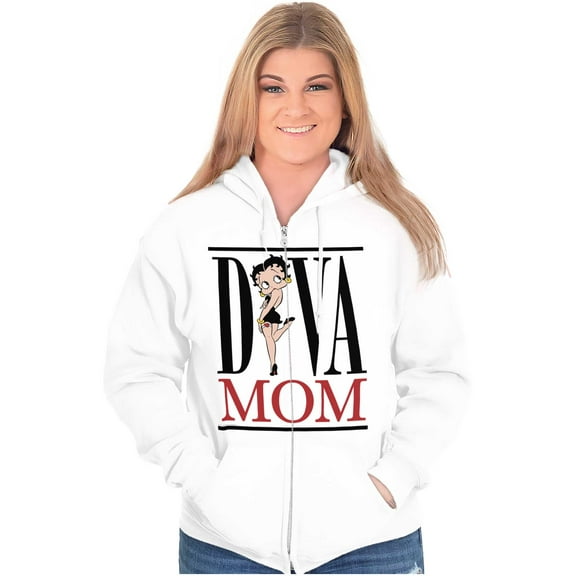 Betty Boop Diva Mom Best Mothers Day Women Plus Size Zipper Hoodie Brisco Brands 4X