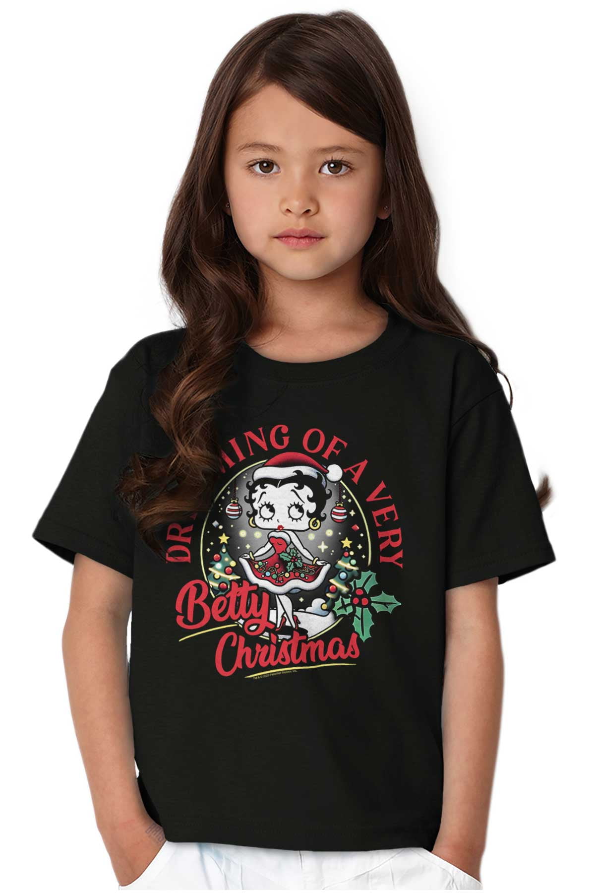 Betty Boop Dreaming Of Christmas Girls Kids T Shirt Tees Brisco Brands ...