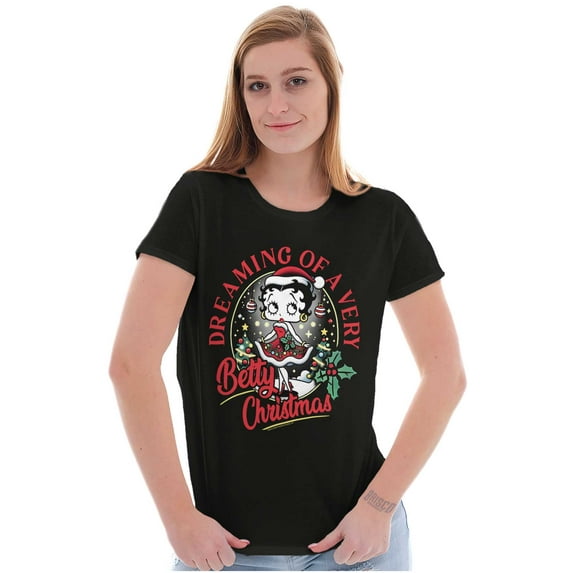 Betty Boop Dreaming Of Christmas Women's T Shirt Ladies Tee Brisco Brands S