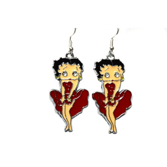 Betty Boop Earrings Red Dress Blowing Classic Design Jewelry-BBE-1