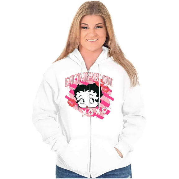 Betty Boop Eat Ya Heart Out XOXO Women Plus Size Zipper Hoodie Brisco Brands 5X