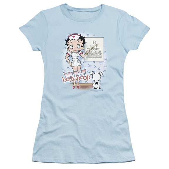 Betty Boop Eyechart S/S Junior Women's T-Shirt Sheer Light Blue