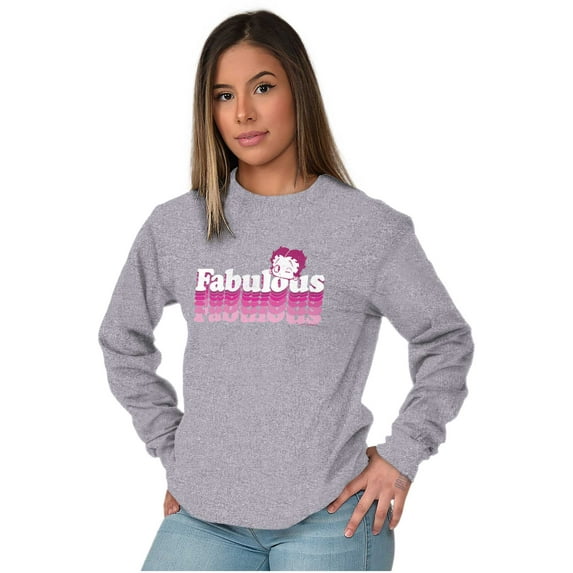 Betty Boop Fabulous Proud Strong Women's Long Sleeve T Shirt Brisco Brands M
