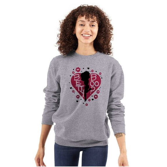 Betty Boop Fans Lovers Cute Heart Women Crewneck Sweatshirt Brisco Brands S