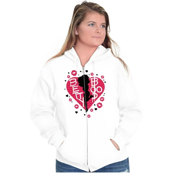 Betty Boop Fans Lovers Cute Heart Women Plus Size Zipper Hoodie Brisco Brands 2X