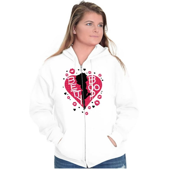 Betty Boop Fans Lovers Cute Heart Women Plus Size Zipper Hoodie Brisco Brands 5X