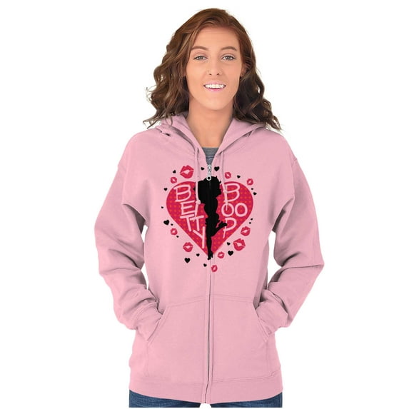 Betty Boop Fans Lovers Cute Heart Zip Hoodie Sweatshirt Women Brisco Brands 5X