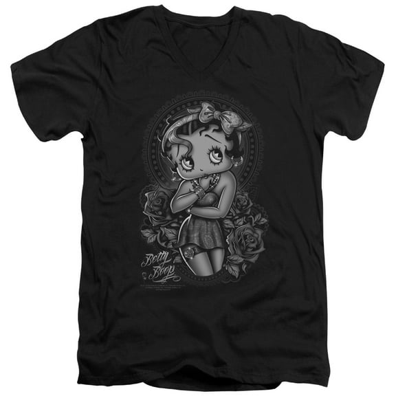 Betty Boop - Fashion Roses - Slim Fit V Neck Shirt - Large
