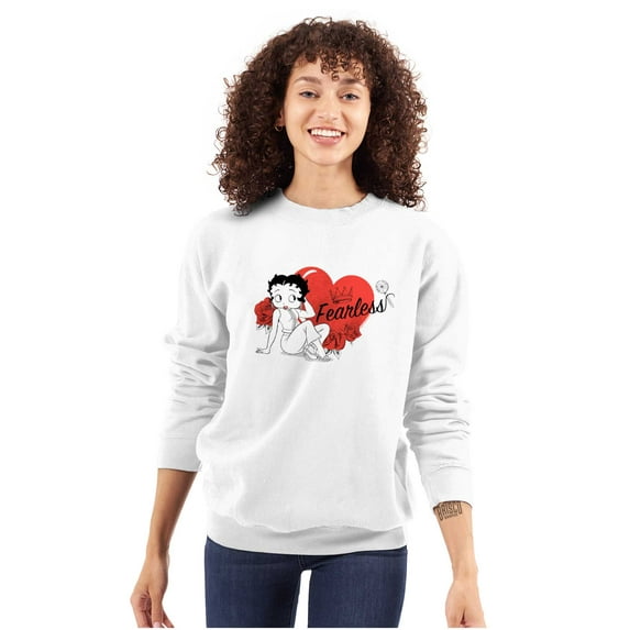 Betty Boop Fearless Girl Power Women Crewneck Sweatshirt Brisco Brands X