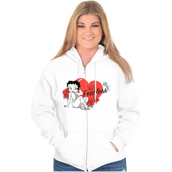 Betty Boop Fearless Girl Power Zip Hoodie Sweatshirt Women Brisco Brands S