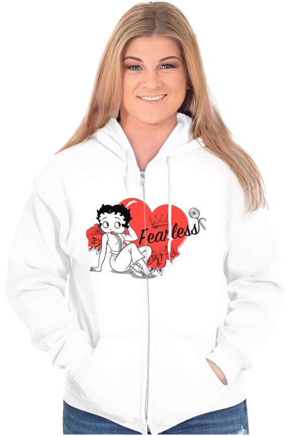 Betty Boop Fearless Girl Power Zip Hoodie Sweatshirt Women Brisco Brands S