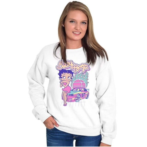 Betty Boop Flaming Racecar Cartoon Women Plus Size Sweatshirt Brisco Brands 2X