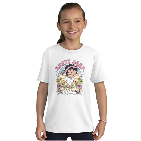 Betty Boop Flower Power Love Hippie Girls Kids T Shirt Tees Teen Brisco Brands S