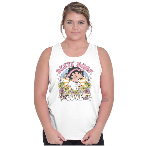 Betty Boop Flower Power Love Hippie Women Plus Size Tank Top Brisco Brands 2X