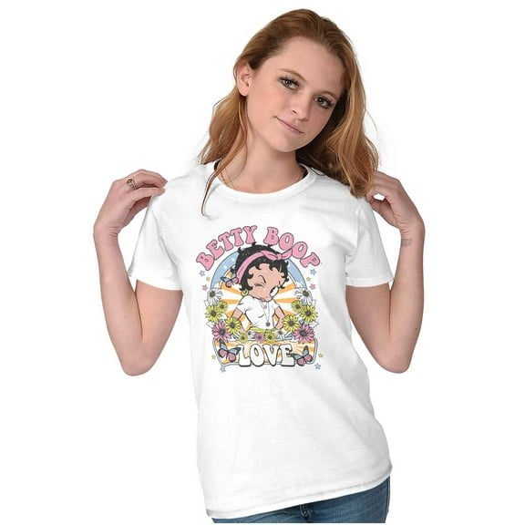 Betty Boop Flower Power Love Hippie Women's T Shirt Ladies Tee Brisco Brands M